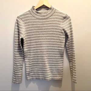 Kerisma striped gray mock neck sweater Medium soft